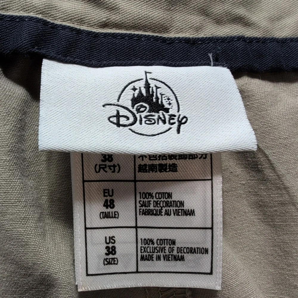 Disney World Mens Chino Shorts Size 38 Beige Flat Front Khaki Mickey Mouse New - Picture 7 of 16